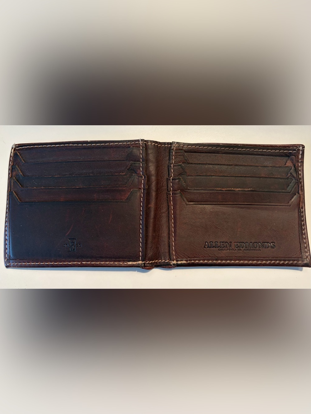 Allen Edmonds Rough Oiled Brown Leather Bi-Fold Wallet